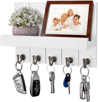 PromoHome Sleutelrek met plank - Praktische wandopbergoplossing voor sleutels en post