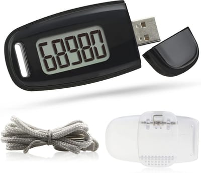 SnelShoppen - 3D Pedometer met Clip en Lanyard - Digitale Stappenteller - Accuraat Stappen, Mijlen, Calorieën Bijhouden - Oplaadbare Zwarte Fitnessmon