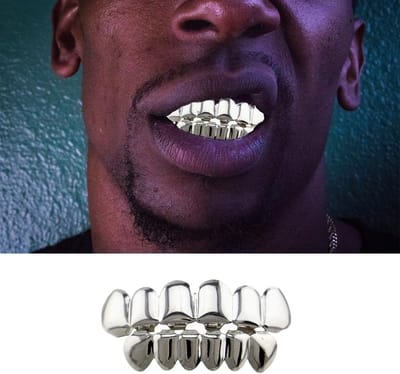 Hip Hop Grills voor Mannen en Vrouwen, Glanzende Rapper Tanden Sieraden Accessoires, Gouden en Zilveren Tanden voor Feestjes en Kostuums