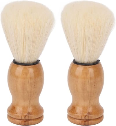 2 stucks Mini-scheerkwast voor heren, professionele baardverzorging, scheerkwast, vervangende scheerkwast met houten handvat, geschikt voor thuisgebruik en reizen, standaard