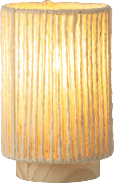 J-Line lamp Cilinder - metaal/katoen - naturel - small - LED lichtjes