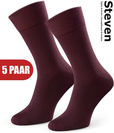 STEVEN - Katoen Heren Sokken Pruim Bruin - Multipack 5 Paar - Maat 45 46 47 - Luxe Mannen Sokken - Hoogwaardige Kwaliteit - Naadloos - Voor onder een Pak - MADE in EU