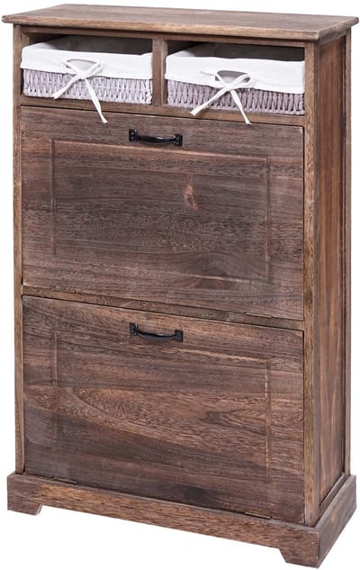 Schoenenrek MCW-H19, schoenenkast schoenenrek schoenenrek, massief hout shabby-look mandlade 100x60x24cm ~ bruin