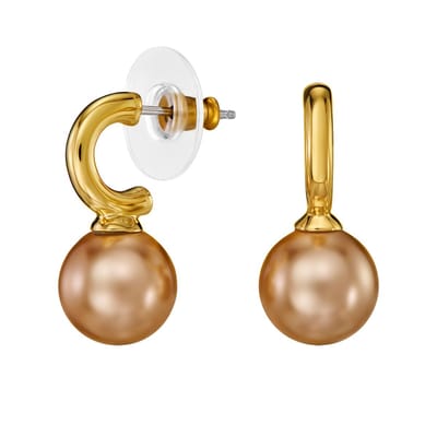 Traveller Oorbellen - Oorhangers Dames - Goud - Parel - Ø 10 mm - Brons - Verguld - 20x10 mm - Hangers - 114305