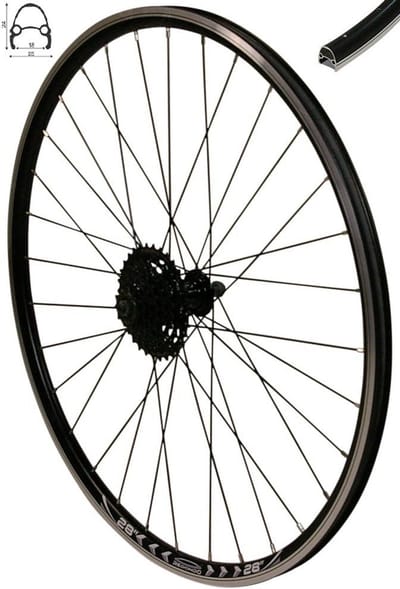 Achterwiel Fiets - Reservewiel Wielset - Fietsen Onderhoud - V-profiel Velg - 28 Inch - Zwart