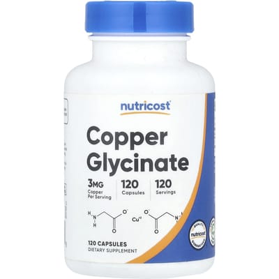 Nutricost, Copper Glycinate, 3 mg, 120 Capsules