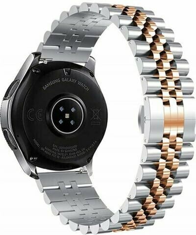 By Qubix - Geschikt voor Garmin bandje - Geschikt voor Garmin Forerunner 970 / 570 (47mm) / 255 - Stalen band - Zilver / rosé goud - Smartwatch bandje 22mm