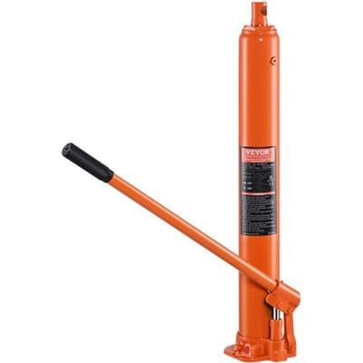 VEVOR hydraulische krik met lange ram, 4 ton motorhefcilinder met enkele zuigerpomp en vlakke voet, hydraulische autokrik voor motorheftafels, garage-/werkplaatskranen, boerderij, enz.