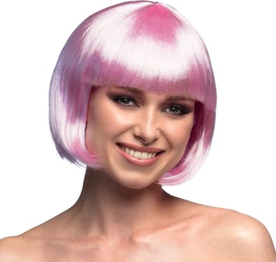 Boland - Pruik Cabaret lichtroze Roze - Steil - Kort - Vrouwen - Can Can - Glitter and Glamour