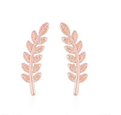 Joboly Trendy blad veer leaf oorbellen langs je oorlijn kort - Dames - Roségoudkleurig