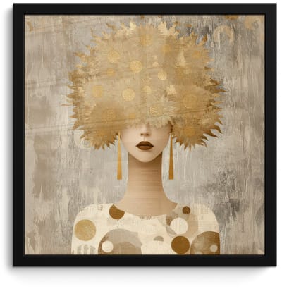 Poster in lijst - Fotolijst 40x40 cm - Posters - Goud - Portret - Vrouw - Posterlijst zwart - Decoratie - Wanddecoratie woonkamer - Muurdecoratie slaapkamer