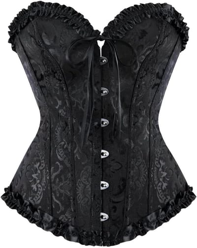Gotisch Dameskorset met Beha - Vintage Bustier in Zwart/Rood - M