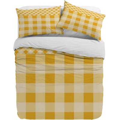 Gestreepte Gele Check Vierkante Steek Dekbedovertrek Met Kussensloop Aangepast 3-delig Beddengoed Beddengoed Dubbel Bed Huis Textiel 140x200cm 3pcs