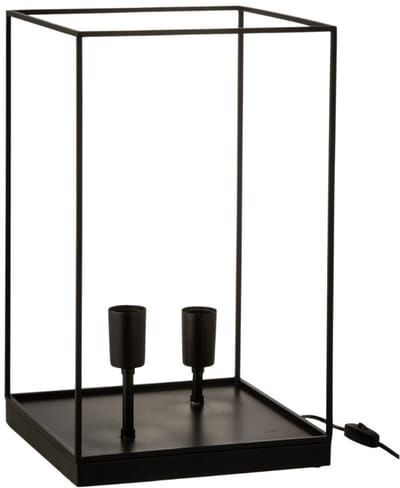J-Line Tafellamp Zwart 50 cm – Moderne Metalen Tafellamp – 2x E27 Fitting – Industriële Tafellamp voor Woonkamer, Slaapkamer en Kantoor