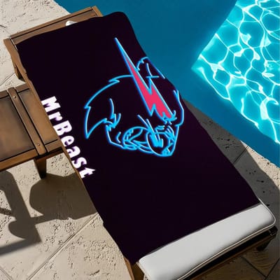 Video Blogger M-Mrbeast Handdoek Zwembad Strandhanddoek Draagbaar Snel Droog Zand Buiten Reizen Zwemdeken Dunne Mat Badhanddoek 50x100cm(20x40in)