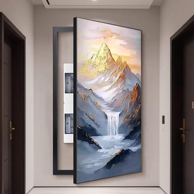 Meterkast Afdekking - Decoratieve Kap - Ruimte Verfraaien - Klapdeksel Ontwerp - 70 cm Breed - Zwart