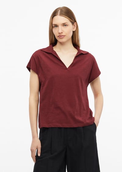 Mouwloos polo in flammé jersey casual pasvorm dames s.Oliver