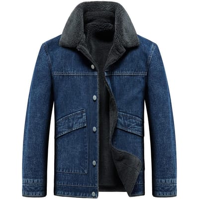 Nouvelle veste polaire pour hommes Veste en jean rembourrée en coton épais Veste rembourrée en coton chaud d'automne et d'hiver 5XL black