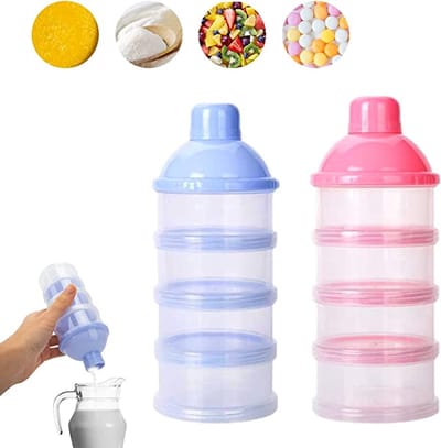Verwijderbare Baby Melkpoeder Opbergdoos Zuigeling Vier Grid Essentiële - Granen Voeden Voedsel Dozen - Peuter Formule Dispenser Container- Groen