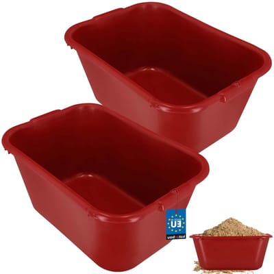 Mortelbak Hoekig - Betonbak Kuip - Mortel Mengen - Glad Oppervlak - 55 L - Rood