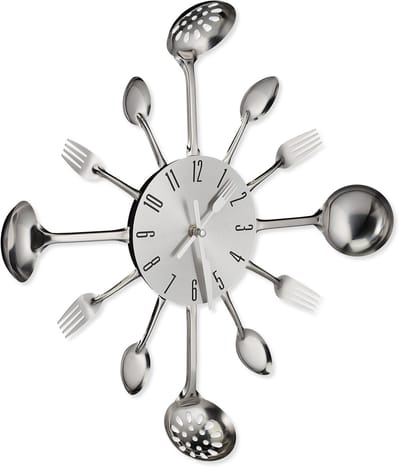 wandklok bestek - analoog - Ø 40 cm - metaal - tikt - op batterijen - woonkamer