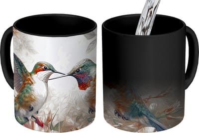 Magische Mok - Foto op Warmte Mokken - Koffiemok - Kolibrie - Vogels - Bloemen - Natuur - Magic Mok - Beker - 350 ML - Theemok