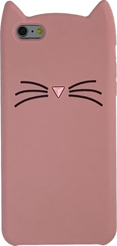 Peachy Schattige Kat geschikt voor iPhone 6 Plus 6s Plus Silicone hoesje 3D - Roze Bescherming