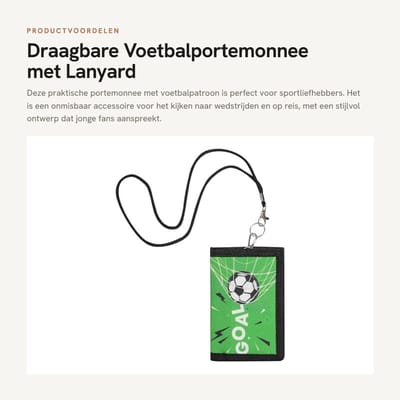 Dailygoods- Voetbalportemonnee Waterdicht - Draagbare Kaarthouder - Sleutelhanger - Slijtvast - Hoogwaardig Polyester - Compact 25 x 12 cm - Sportportemonnee