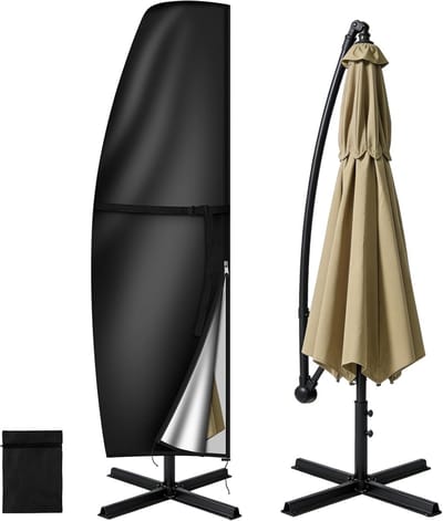 SnelShoppen - Tuinparasolhoes, Beschermhoes met Rits, 210D Oxford, Waterdicht, Winddicht, UV-Bescherming, Zwart, 190 x 30 x 50 cm voor Tuin en Balkon