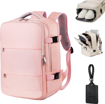 ADEL Handbagage Reistas 40x30x20 cm met Schoenenvak – Cabin Bagage Underseater – Geschikt voor alle Airlines – Rugzak Incl. Bagagelabel – Roze