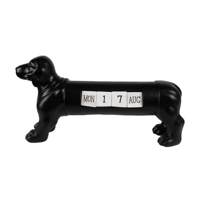 Clayre & Eef Kalender Hond 31x8x15 cm Zwart Polyresin