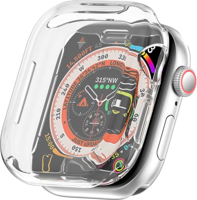 By Qubix - Apple Watch TPU case - Transparant - Geschikt voor Apple Watch 46mm hoesje - screenprotector - Bescherming iWatch - Bescherm hoesje