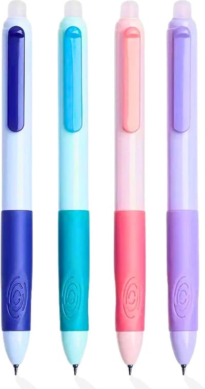 Ainy - Pastel Uitwisbare Pen - set van 4 blauwe uitgumbare pennen voor in je etui - kawaii balpen | middelbare schoolspullen balpennen
