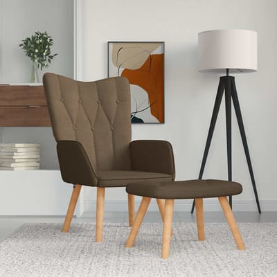 vidaXL - Relaxstoel - met - voetenbank - stof - bruin
