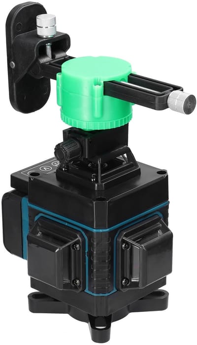4D 16-lijn Groene Laserwaterpas - LCD-scherm - 3° Zelfnivellerend - Afstandsbediening - Magnetische Basis - Muurbeugel - Verstelbaar Hefplatform - Draagtas - Oplaadbare Batterijen inbegrepen - Professioneel Gereedschap