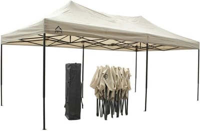 Vouwpaviljoen - Tuinprieel Partytent - Buitenfeest Organiseren - Volledig Waterdicht PVC - 3x6m - Beige