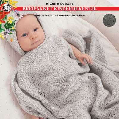 Breipakket deken-kinderdekentje-kado-kraamkado-Ecopuno garen model 50 van Infanti 19-taupe 063