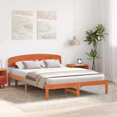 vidaXL - Bedframe - Wasbruin - 150 - x - 200 - cm - Massief - grenenhout