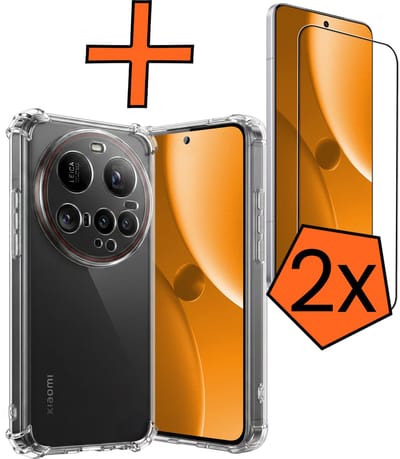 Hoes - Met Screenprotector - 2 Stuks - Geschikt voor Xiaomi 15 Ultra - Sterk & Shockproof - Siliconen Case - Back Cover - Telefoon Hoes - Shock Proof - Transparant