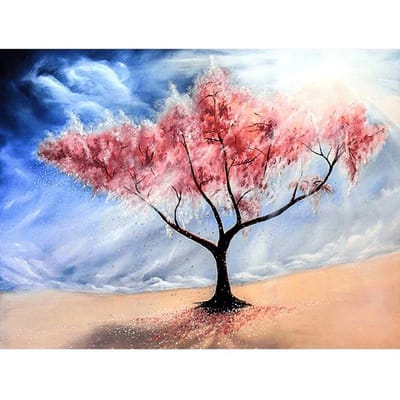 Een roze boom schilderen Cadeau 5d Diy Diamant Borduren Ambachtelijk Schilderen Heldere Steentjes Mozaïek Diamant 20X30CM pink