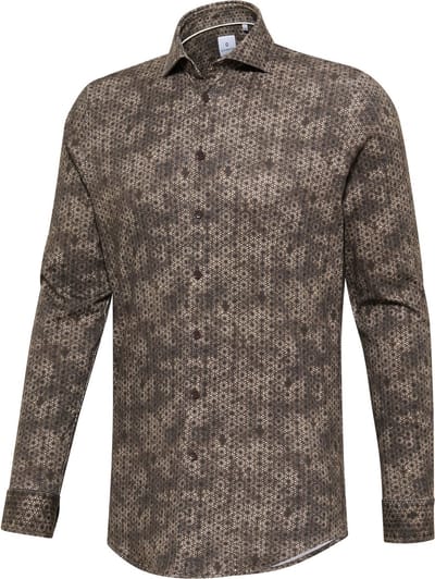 Blue Industry Overhemd Bloemen Donkerbruin - Maat 38 - Heren - Overhemden Casual