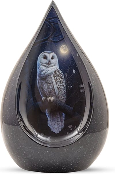 Unieke As Urn - 3 Liter - Teardrop - Druppel Urn - Crematie Urn - Uniek - Voor Huisdieren of Menselijk As - Crematie As - Decoratie Urn - Uil