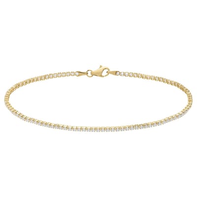 Lucardi - Dames 14 karaat tennisarmband met zirkonia - Armband - 14 Karaat Goud - Goud - 19 cm