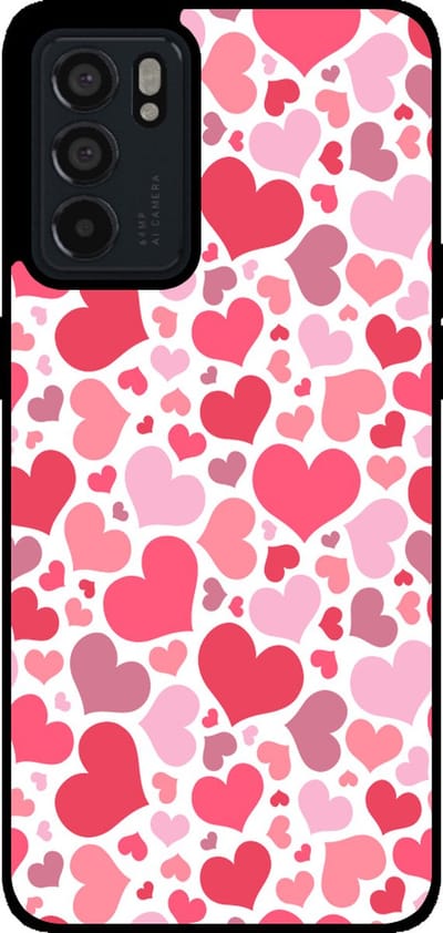 Smartphonica Telefoonhoesje Geschikt voor Oppo Reno 6 5G met Hartjes Print - Hearts Design TPU Backcover Case - Kinder Hoesje met Hartjes Design geschikt voor Oppo Reno6 5G