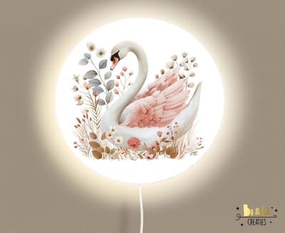 wandlamp rond Zwaan-lamp-sfeerverlichting-kinderkamerdecoratie-woonaccessoires