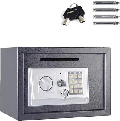 Digitale Veiligheidskluis - Elektronische Kluis - Thuis Kantoor - Dubbele Beveiliging - 35x25x25cm - Grijs