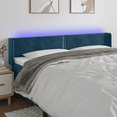 vidaXL - Hoofdbord - LED - 203x16x78/88 - cm - fluweel - donkerblauw
