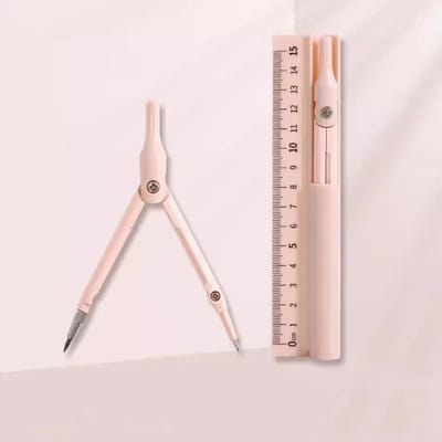3 in 1 Kompas Geometrie Set met Liniaal Potlood Multifunctioneel School Tekenkompas Wiskunde Geometrie Tool Schrijfwaren roze