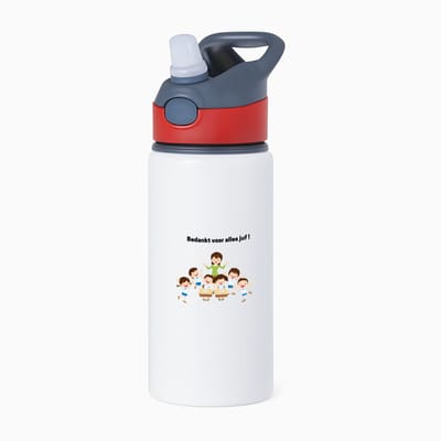 Hacebo® - bedankt voor alles juf! waterfles met rietje rood - Juf - leraressen - verjaardag - cadeautje voor juf - juf artikelen - kado - geschenk - gift - verjaardagscadeau - juffendag - water fles - 650ML