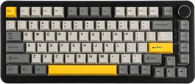 Ajazz AK820 MAX HE - 75% Bedraad RGB Gaming Toetsenbord - Hall Effect - Rapid Trigger - Magnetische Toetsen - Gasket - Hot Swap - 8K Hz Polling Rate - QWERTY Toetsenborden - 82 Keys - Grijs Zwart Geel